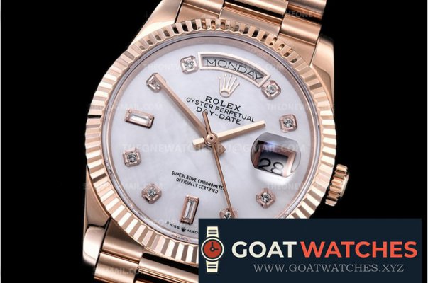 Rolex - DayDate 36mm Flt RG/RG White MOP Diam BP Asia 2836