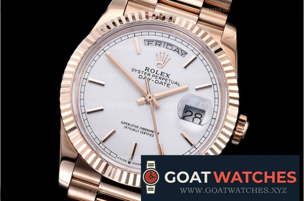 Rolex - DayDate 36mm Flt RG/RG White Stk BP Asia 2836