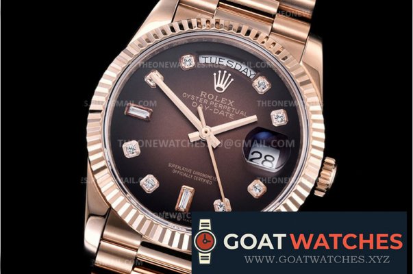 Rolex - DayDate 36mm Flt RG/RG Brown Diam BP Asia 2836