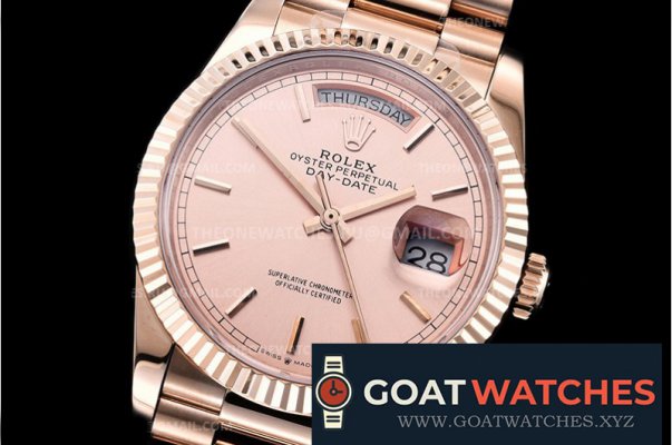 Rolex - DayDate 36mm Flt RG/RG Rose Gold Stk BP Asia 2836