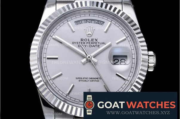 Rolex - DayDate 36mm Flt Pres SS/SS White Stk BP Asia 2836