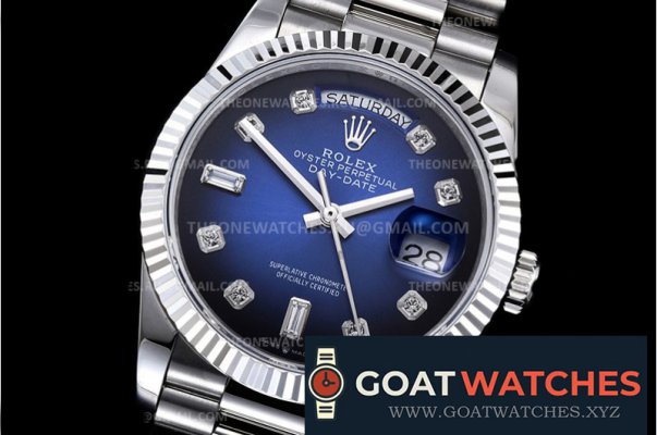 Rolex - DayDate 36mm Flt Pres SS/SS Blue Diam BP Asia 2836