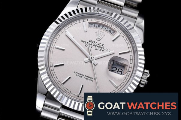 Rolex - DayDate 36mm Flt Pres SS/SS Silv Wht Stk BP Asia 2836