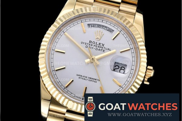 Rolex - DayDate 36mm Flt Pres YG/YG White Stk BP Asia 2836