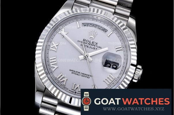 Rolex - DayDate 36mm Flt Pres SS/SS Wht Roman EWF A3255 Mod