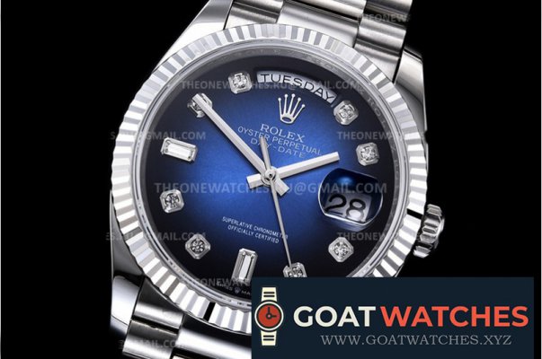 Rolex - DayDate 36mm Flt Pres SS/SS Blue Diam EWF A3255 Mod