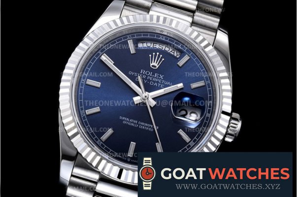 Rolex - DayDate 36mm Flt Pres SS/SS Blue Stk EWF A3255 Mod