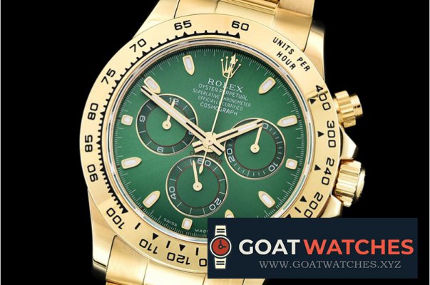 Rolex - Daytona 18K YG Wrp YG/YG Grn Stk BP A7750 Mod4130