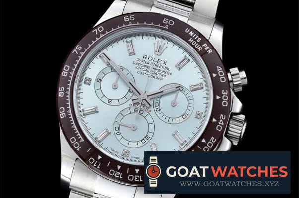 Rolex - Daytona Plat. Diam Cer SS/SS Ice Blue BP A7750 Mod