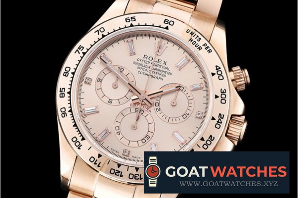 Rolex - Daytona RG Diam Baug RG/RG Rose Gold BP A7750