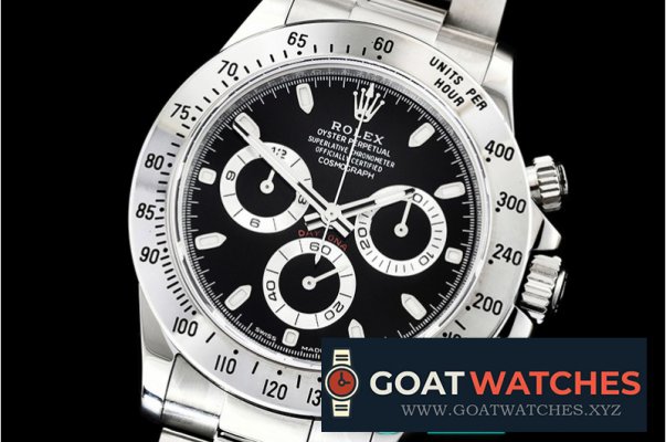 Rolex - Daytona 116520 SS/SS Black 904L Noob Asia 4130 Mod