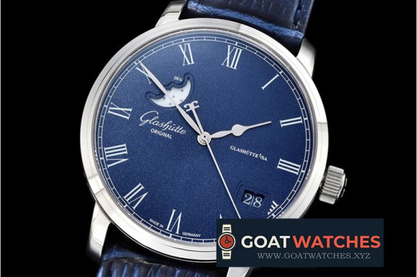 Glashutte -Excellence Panorama Date Moonphase SS/LE Blue GF A2824