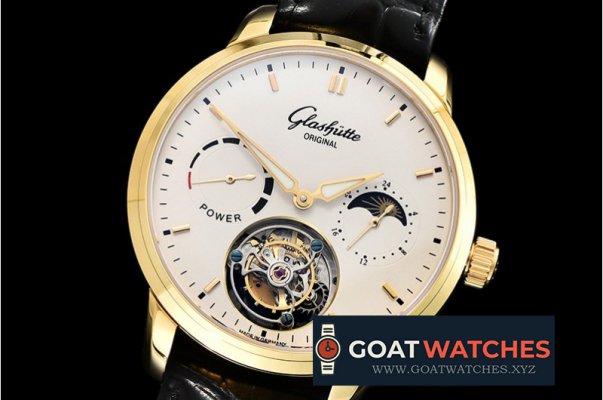 Glashutte - Senator Tourbillon PR YG/LE White Stk Asia Tourbillon