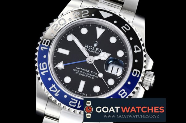 Rolex - GMT II Blue/Black SS/SS Black BP A3186 Mod