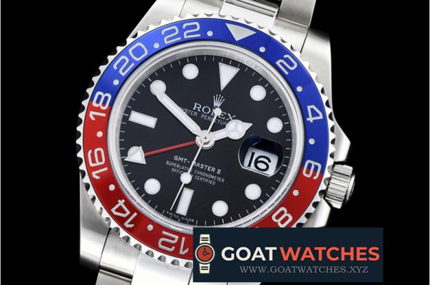 Rolex - GMT II Red/Blue SS/SS Black BP A3186 Mod