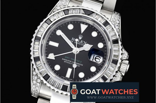 Rolex - GMT II Black/Wht Rubies SS/SS Blk BP A3186 Mod