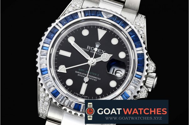 Rolex - GMT II Blue/Wht Rubies SS/SS Blk BP A3186 Mod