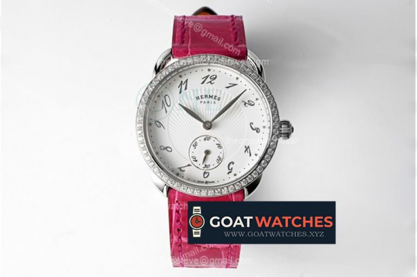 Hermes - Arceau Ladies SS /LE Red White Num Swiss Qtz