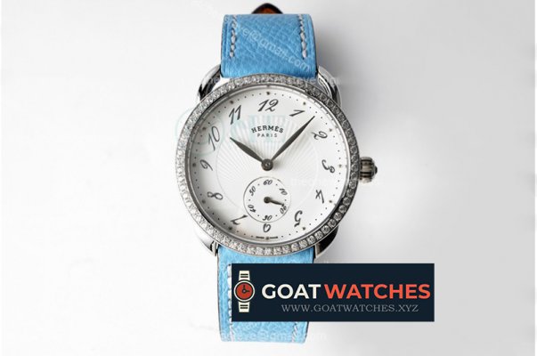 Hermes - Arceau Ladies SS /LE Blue White Num Swiss Qtz