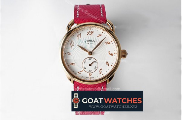 Hermes - Arceau Ladies RG/LE Red White Num Swiss Qtz