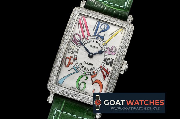 Franck Muller - Long Island Ld 952QZ DIAM/SS/LE (Grn) Wht GF Swiss Qtz