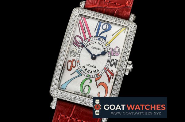 Franck Muller - Long Island Ld 952QZ DIAM/SS/LE (Red) Wht GF Swiss Qtz