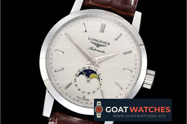 Longines - Longines 1832 Moon Phase Brn SS/LE White ACF A899