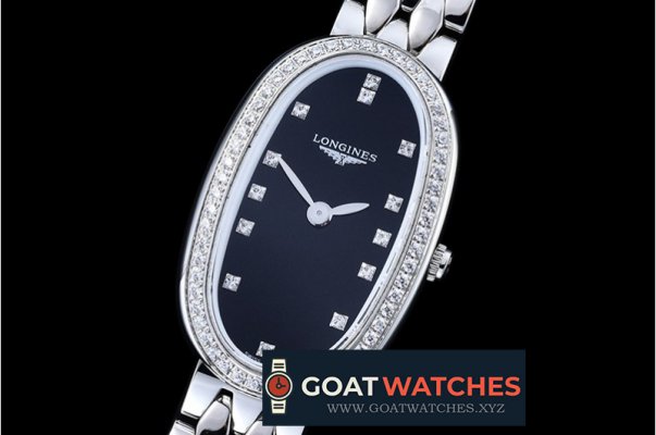 Longines - Elegance Ladies Diams SS/SS Black TWF Swiss Qtz