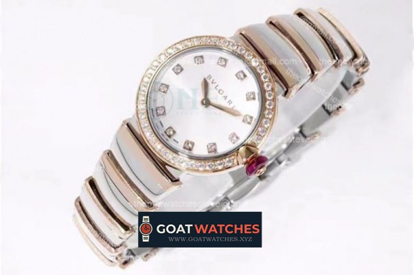 Bvlgari - Lvcea series 28mm RG/SS Wht/Dia Diam BVF Swiss Qua