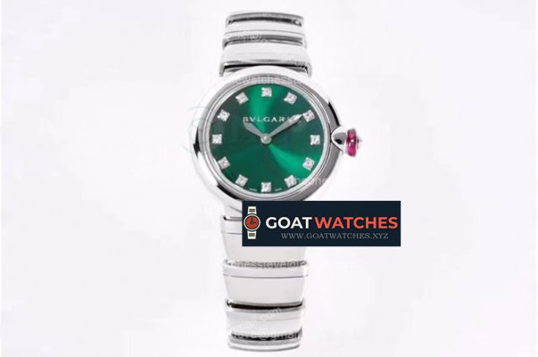 Bvlgari - Lvcea series 28mm SS/SS Grn/Dia BVF Swiss Qua