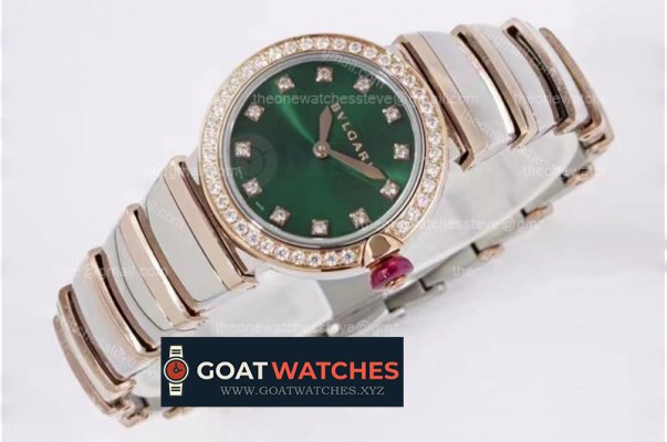 Bvlgari - Lvcea series 28mm RG/SS Grn/Dia Diam BVF Swiss Qua