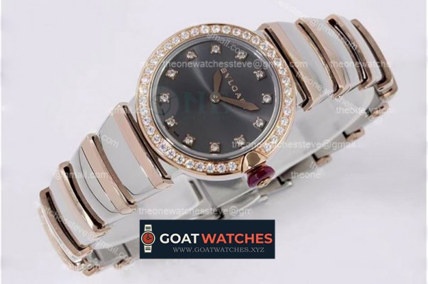 Bvlgari - Lvcea series 28mm RG/SS Grey/Dia Diam BVF Swiss Qua