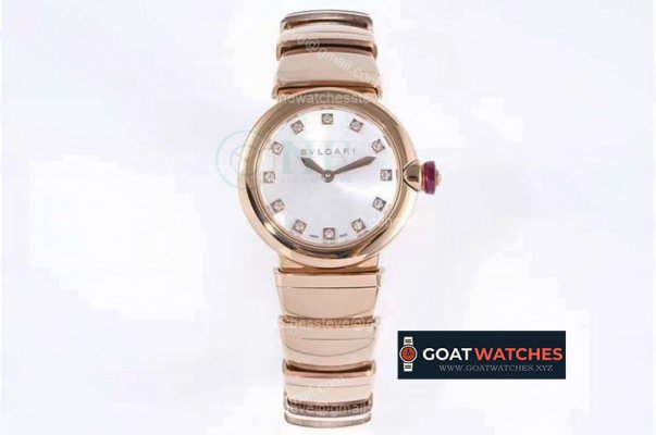 Bvlgari - Lvcea series 28mm RG/SS White/Dia BVF Swiss Qua