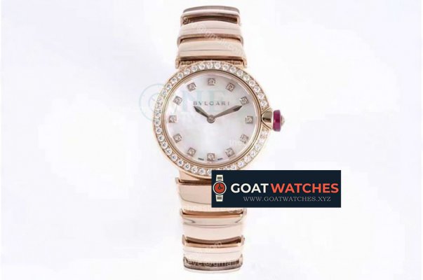 Bvlgari - Lvcea series 28mm RG/SS White/Dia Diam BVF Swiss Qua