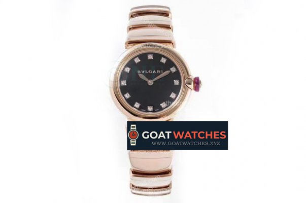 Bvlgari - Lvcea series 28mm RG/SS Black/Dia BVF Swiss Qua