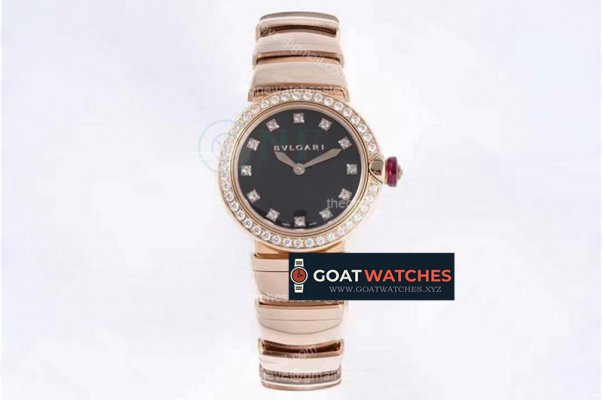 Bvlgari - Lvcea series 28mm RG/SS Black/Dia Diam BVF Swiss Qua