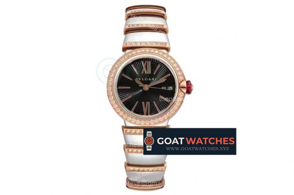 Bvlgari - Lvcea series 33mm RG/SS Black/Rom Diam BVF 9015