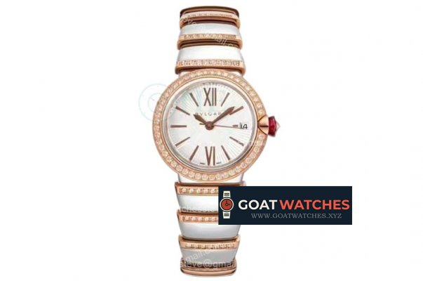 Bvlgari - Lvcea series 33mm RG/SS White/Rom Diam BVF 9015