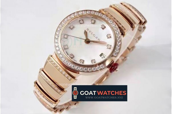 Bvlgari - Lvcea series 33mm RG/RG White/Dia Diam BVF 9015