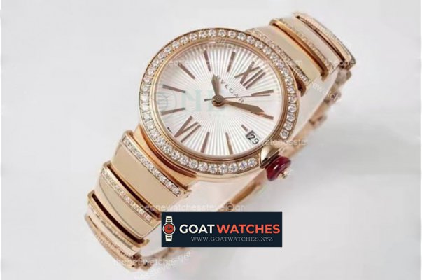 Bvlgari - Lvcea series 33mm RG/RG White/Rom Diam BVF 9015