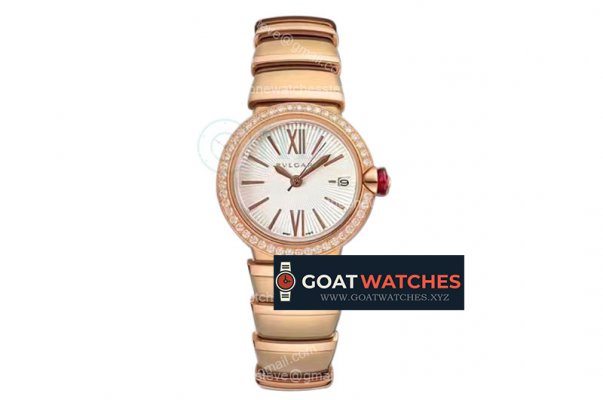 Bvlgari - Lvcea series 33mm RG/RG White/Rom Dia BVF 9015