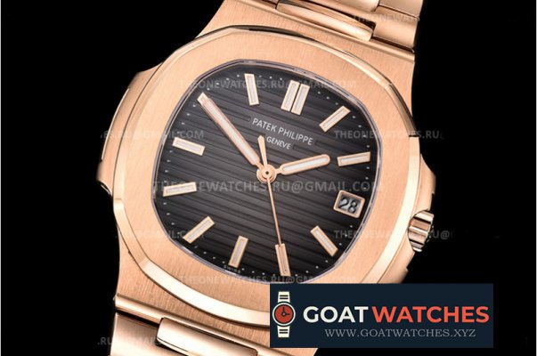 Patek Philippe - Nautilus Jumbo 5711 RG/RG Black/Stk BPF MY9015 Mod