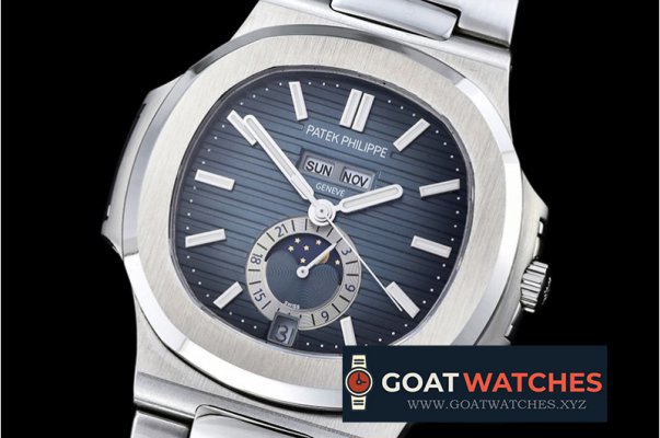 Patek Philippe - Nautilus GMT MoonPhase SS/SS Blue Asia 23J Calendar