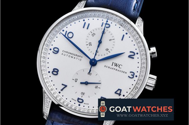 IWC - Portuguese Chrono Diam SS/LE Wht/Blue ZF A79350 Mod