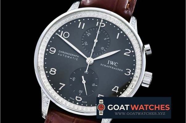 IWC - Portuguese Chrono Diam SS/LE Grey/Black ZF A79350 Mod