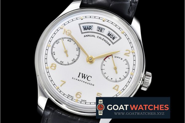 IWC - Portugieser Annual Cal IW503502 SS/LE Wht/Gold A52850