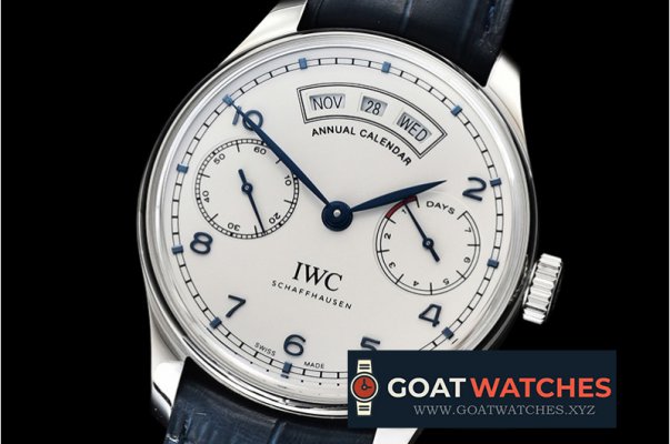 IWC - Portugieser Annual Cal IW503502 SS/LE Wht/Bl ZF A52850