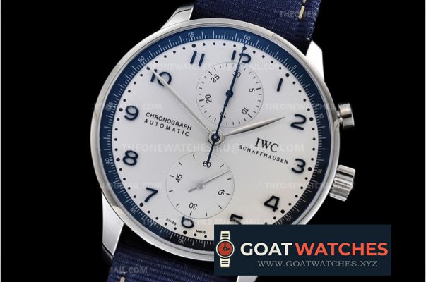 IWC - Portuguese Chrono Bucherer Ed SS/NY Wht/Blue YLF A7750