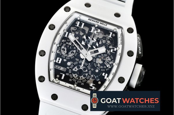 Richard Mille - RM011 Carbon/Ceramic CER/RU White/Num KVF A7750 Mod