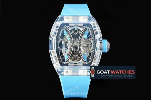 Richard Mille- RM053 Tourbillon Transparent Skeleton dail with blue Rubber strap RMF